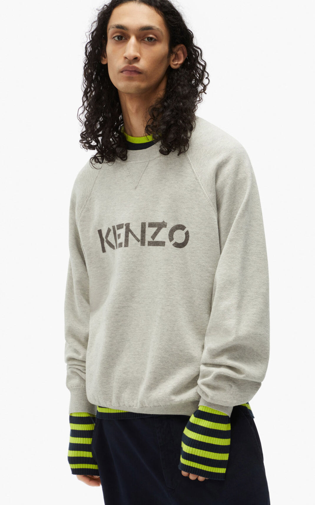 Pull Kenzo logo Homme Grise | QWDN-52794